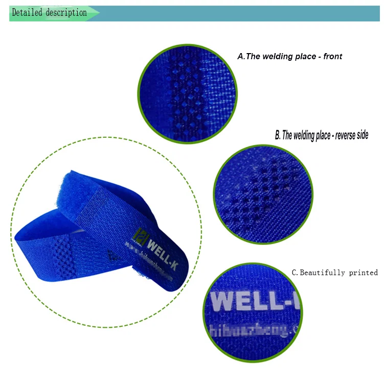 High quality straight stripe type velcro,blue