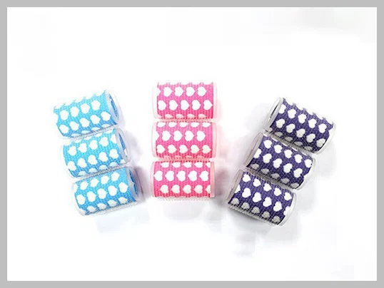 Beautiful pattern hook and loop hair roller with aluminum core , hook and loop rollers for long hair