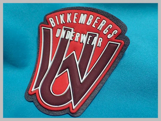 Custom Logo Embossed Self Adhesive Clothing Patches , Silicone Garment Patch 3D Rubber Clothing Labels