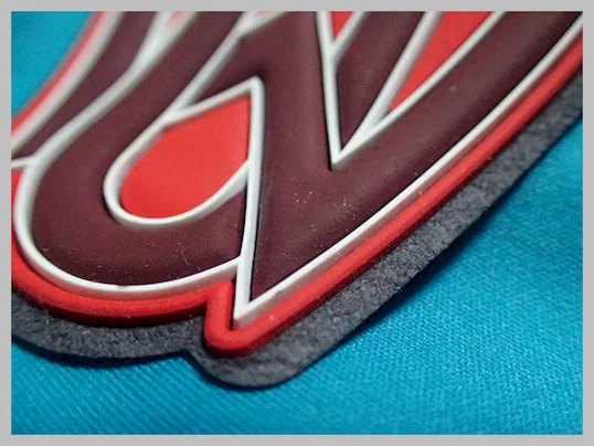 Custom Logo Embossed Self Adhesive Clothing Patches , Silicone Garment Patch 3D Rubber Clothing Labels