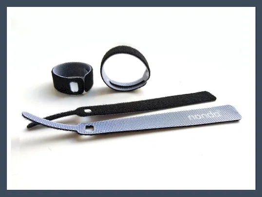 Pin type hook and loop cable tie,black