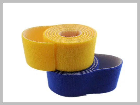 Wide yellow Double Sided hook and loop cable wrap Roll for Cable Management